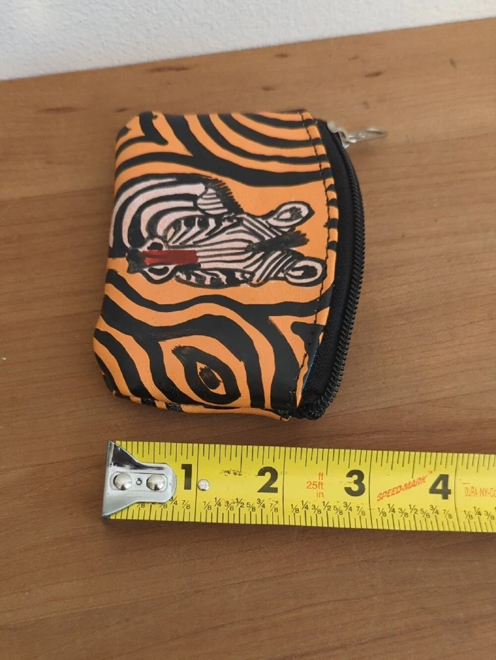 Handcrafted Kids Orange Zebra Leather Coin Pouch